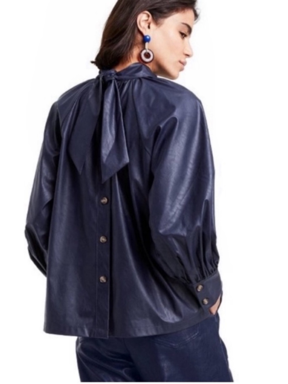 𝅺RACHEL Comey faux leather navy top size XXS- NWT